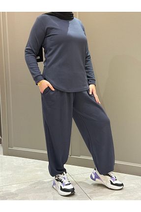 ست گرمکن طوسی زنانه پنبه ای HARİKA - کد 896651797