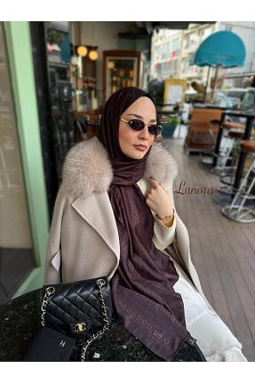 شال قهوه ای زنانه پنبه ای Lunora - کد 872345381
