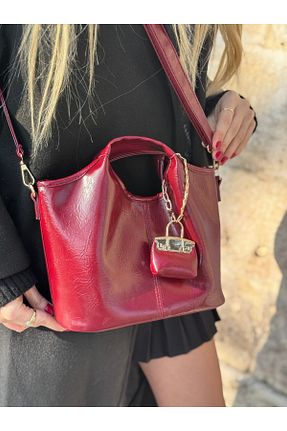 کیف دوشی زرشکی زنانه چرم مصنوعی mèche atelier since 2024 - کد 895415013
