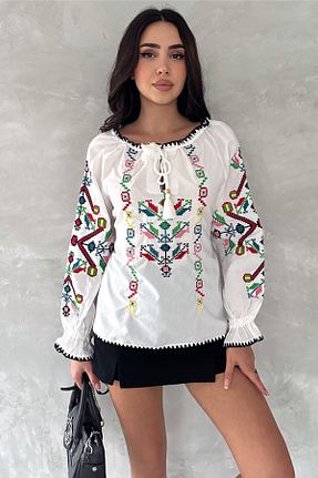 بلوز سفید زنانه رگولار FEMELLE - کد 895457701