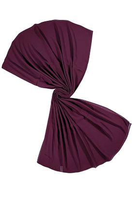 شال زرشکی زنانه کرپ mim eşarp - کد 895521542