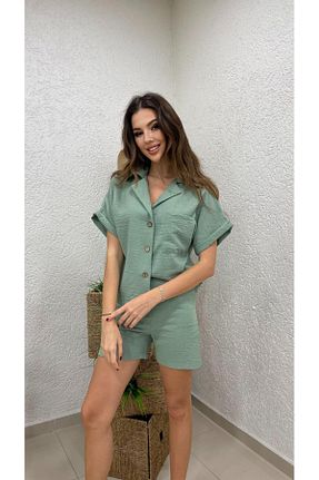 ست بالاتنه و پائین تنه خاکی زنانه بافتنی Nazline - کد 895510860