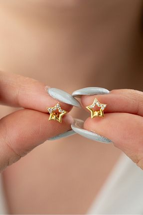 گوشواره نقره طلائی زنانه 925 عیار ESSARE - کد 895521000