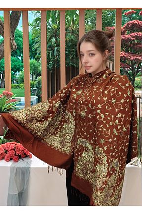شال قهوه ای زنانه onliecraft - کد 895542745