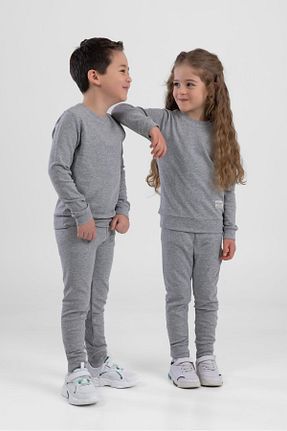 ست بالاتنه و پائین تنه طوسی بچه گانه بافت BAYKAR - کد 896924492