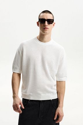 تیشرت سفید مردانه Relaxed Bershka - کد 895601829