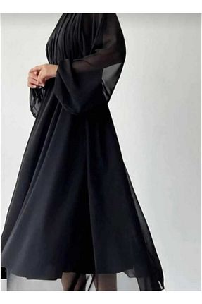 لباس مجلسی و فارغ التحصیلی مشکی زنانه شیفون MODA DURAĞI - کد 895633756