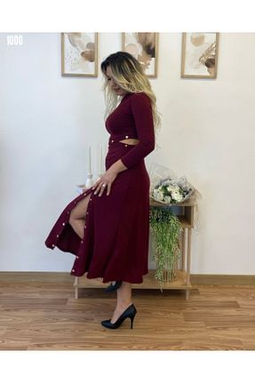 ست بالاتنه و پائین تنه زرشکی زنانه بافت Kokosh moda - کد 895620970