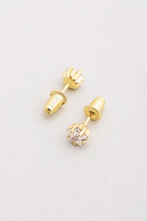 گوشواره نقره بژ زنانه 18 عیار So Chic - کد 793435537
