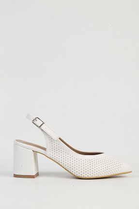 کفش پاشنه بلند کلاسیک سفید زنانه پاشنه ضخیم Pierre Cardin - کد 895639078