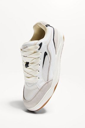کفش اسنیکر سفید مردانه بند دار Bershka - کد 895660271