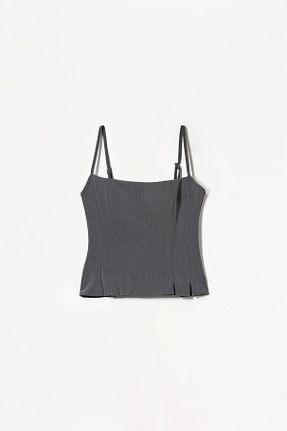 تیشرت طوسی زنانه یقه دگاژه Bershka - کد 895672103
