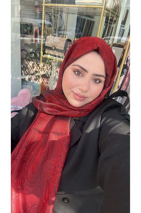 شال قرمز زنانه ابریشم NurScarf - کد 895700408