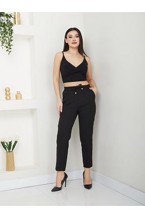 شلوار پارچه ای مشکی زنانه کش دار Banadamoda - کد 895728198