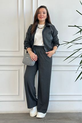 ست بالاتنه و پائین تنه طوسی زنانه بافتنی Yağmur Butik - کد 895729400
