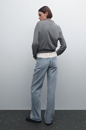 شلوار جین سرمه ای زنانه پاچه گشاد Massimo Dutti - کد 895777310