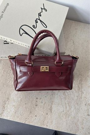 کیف پستچی زرشکی زنانه چرم مصنوعی leonas - کد 897153484