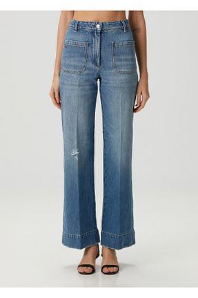شلوار جین آبی زنانه پاچه پهن Victoria Beckham - کد 897146351