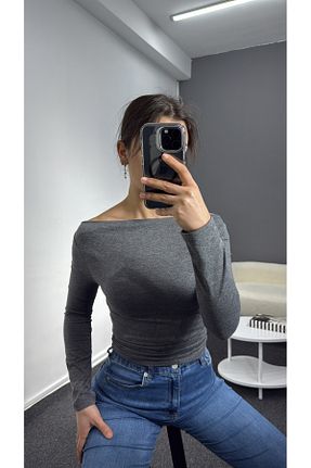 بادی طوسی زنانه یقه قایقی İVVİ - کد 895794041