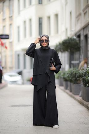 ست بالاتنه و پائین تنه حجاب مشکی زنانه Relaxed NS Moda - کد 814862096