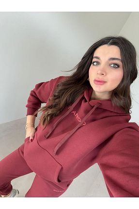 ست بالاتنه و پائین تنه زرشکی زنانه بافت Bade Butik - کد 892750977