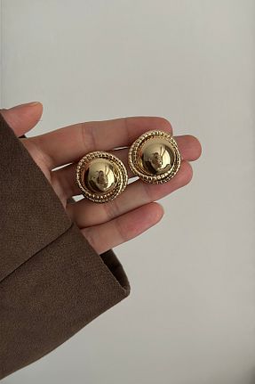 گوشواره جواهر زرد برنجی Okko Store - کد 895873166