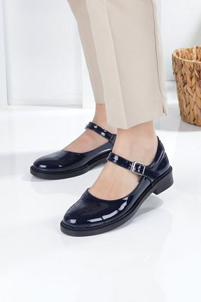 کفش لوفر سرمه ای زنانه چرم مصنوعی EYLÜLDEN MODA SHOES - کد 897203436