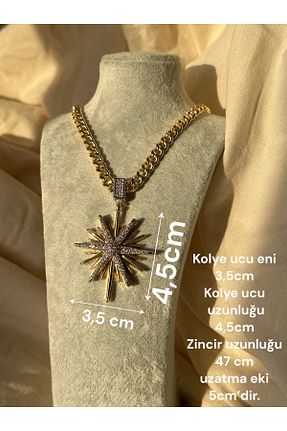 گردنبند جواهر زرد زنانه برنجی TarzımHane - کد 895911884