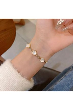 دستبند استیل (فولاد) طلائی زنانه سنک زیرکون ArtBDesign - کد 895886628
