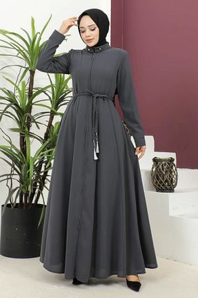 کلاه و ابایا طوسی زنانه پنبه پلی استر Nevayla Moda - کد 866659332