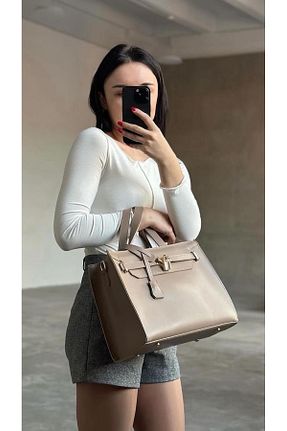 کیف دوشی بژ زنانه چرم خالص SADDLERS - کد 895918541