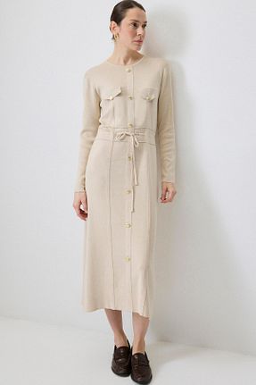 لباس حجاب بژ زنانه نیمه فیت Touche Prive - کد 895932107