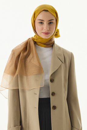 شال زرد زنانه ابریشم FENZA SCARF - کد 895944386