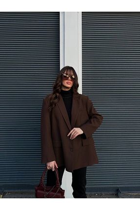 کت بلیزر قهوه ای زنانه Twill More - کد 897226002