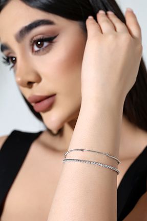 دستبند استیل (فولاد) طوسی زنانه استیل ضد زنگ VG BOND MODA - کد 896017854