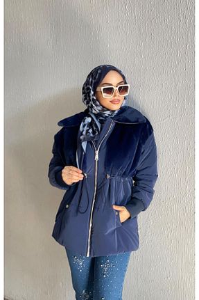 کاپشن سرمه ای زنانه Fitted Minel - کد 897227931