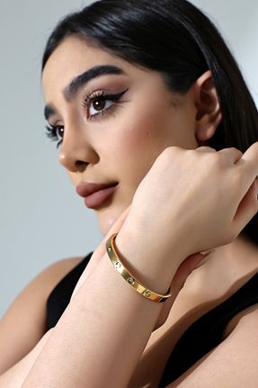 دستبند استیل (فولاد) زرد زنانه استیل ضد زنگ VG BOND MODA - کد 896010384