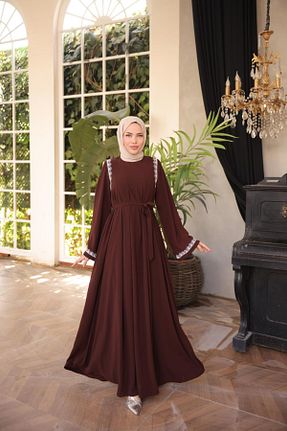 لباس حجاب قهوه ای زنانه رگولار Nissra - کد 896011573