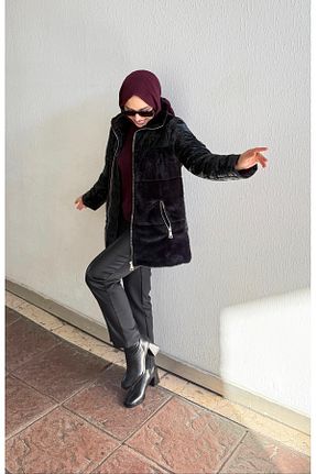 کاپشن مشکی زنانه Fitted Minel - کد 897236214