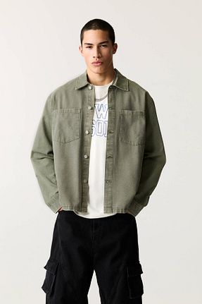 پیراهن خاکی مردانه رگولار Pull & Bear - کد 895658565