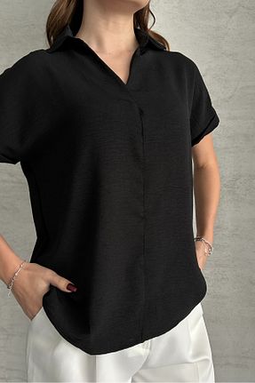 پیراهن مشکی زنانه یقه پیراهنی macharel jeans - کد 896026804