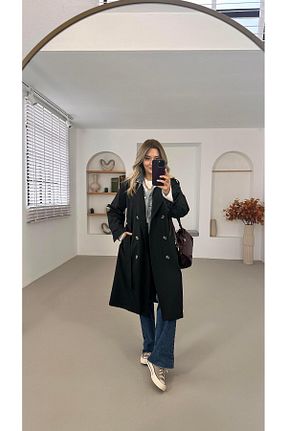 ترنچکت مشکی زنانه پنبه پلی استر Sezgi Tekin - کد 895729938
