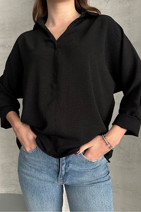 پیراهن مشکی زنانه یقه پیراهنی macharel jeans - کد 896028809