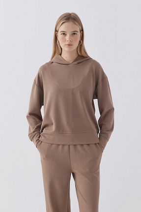 ست بالاتنه و پائین تنه قهوه ای زنانه اورسایز MODA - کد 896027009