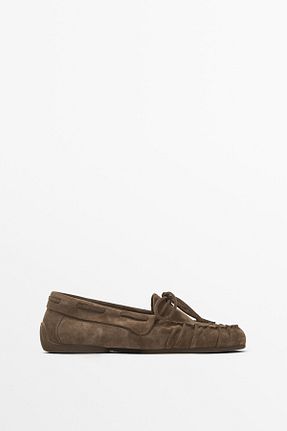 کفش کژوال بژ زنانه چرم خالص Massimo Dutti - کد 896048059
