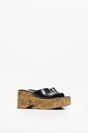 صندل مشکی زنانه پاشنه پلتفرم Bershka - کد 43412477