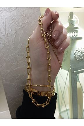گردنبند استیل ( فولاد ) زرد زنانه استیل ضد زنگ GÇA Moda - کد 896047362