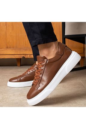 کفش اسنیکر قهوه ای مردانه چرم اصل Luccashoes - کد 896058890