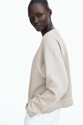 سوئیشرت بژ زنانه ساده H&M - کد 896934630