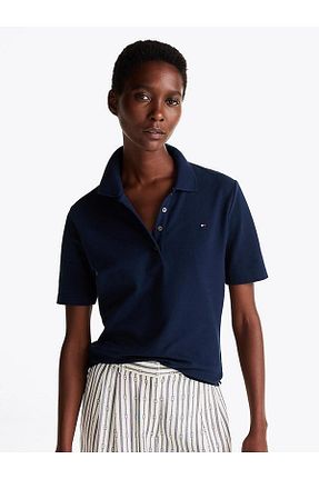 پولوشرت آبی زنانه پنبه - الاستین Tommy Hilfiger - کد 896077971